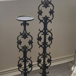 Large tall Floor Pillar Candle Holders 42"H And 32"H