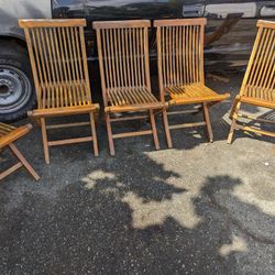Vintage Teak Foldable Chairs 
