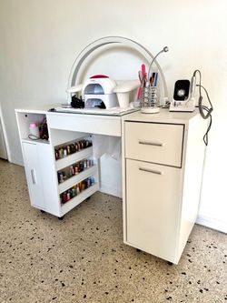 White Nail Technician Manicure Table Station