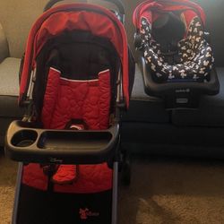 Mickey Mouse Stroller And Infinite Car Seat With Base