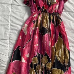 Pink Black Gold Floral Appealing Dress 