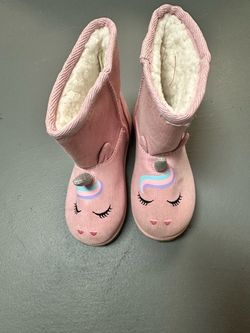 Wonder Nation Pink Unicorn Boots Easy On/Off Baby Girls Size 2 Comfort Bootie