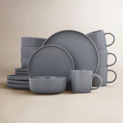 16PC Gray Dinnerware Set – Complete Set – Pickup Only