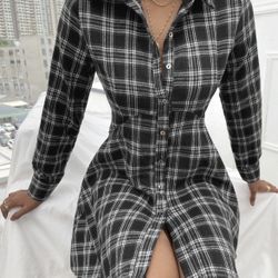 Button Front Plaid Shirt