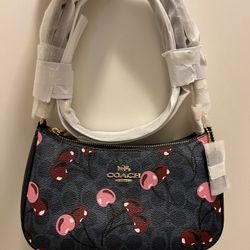 NWT Coach Teri Shoulder Bag In Signature Canvas With Cherry Print