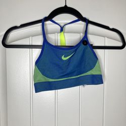Nike kids sports bra yellow and blue