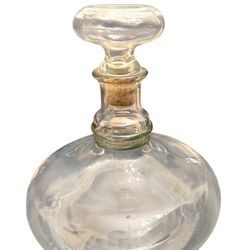 Owen’s Illinois 1939 Glass Barware Liquor Bottle Decanter w Orig Cork Stopper 8” tall.