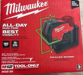 M12 12-Volt Lithium-Ion Cordless Green 125 ft. Cross Line and Plumb Points Laser Level (Tool-Only)