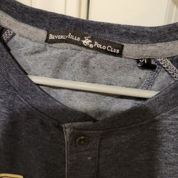 Beverly Hills Polo Club. L Sleeve Polo Shirt Men Xlg Gray/ Light Gray New