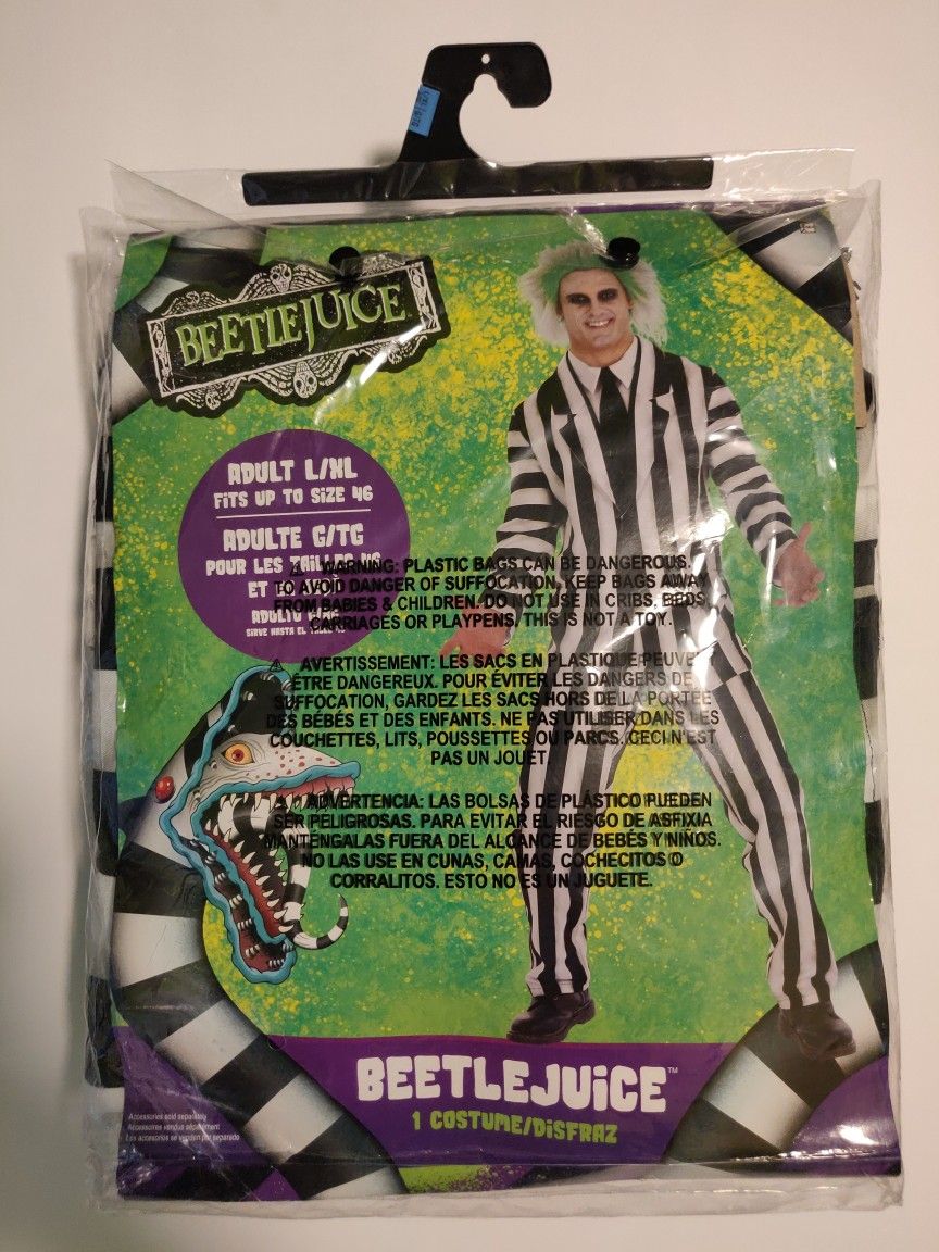 Beetlejuice Adult Male Large Xtra L XL Costume