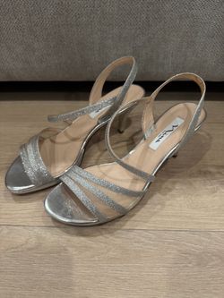 Nina New York Silver Glitter Strappy Heeled Sandals