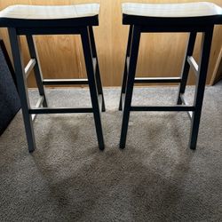 At home Grey Saddle Backless Barstool, 29” (Pair)