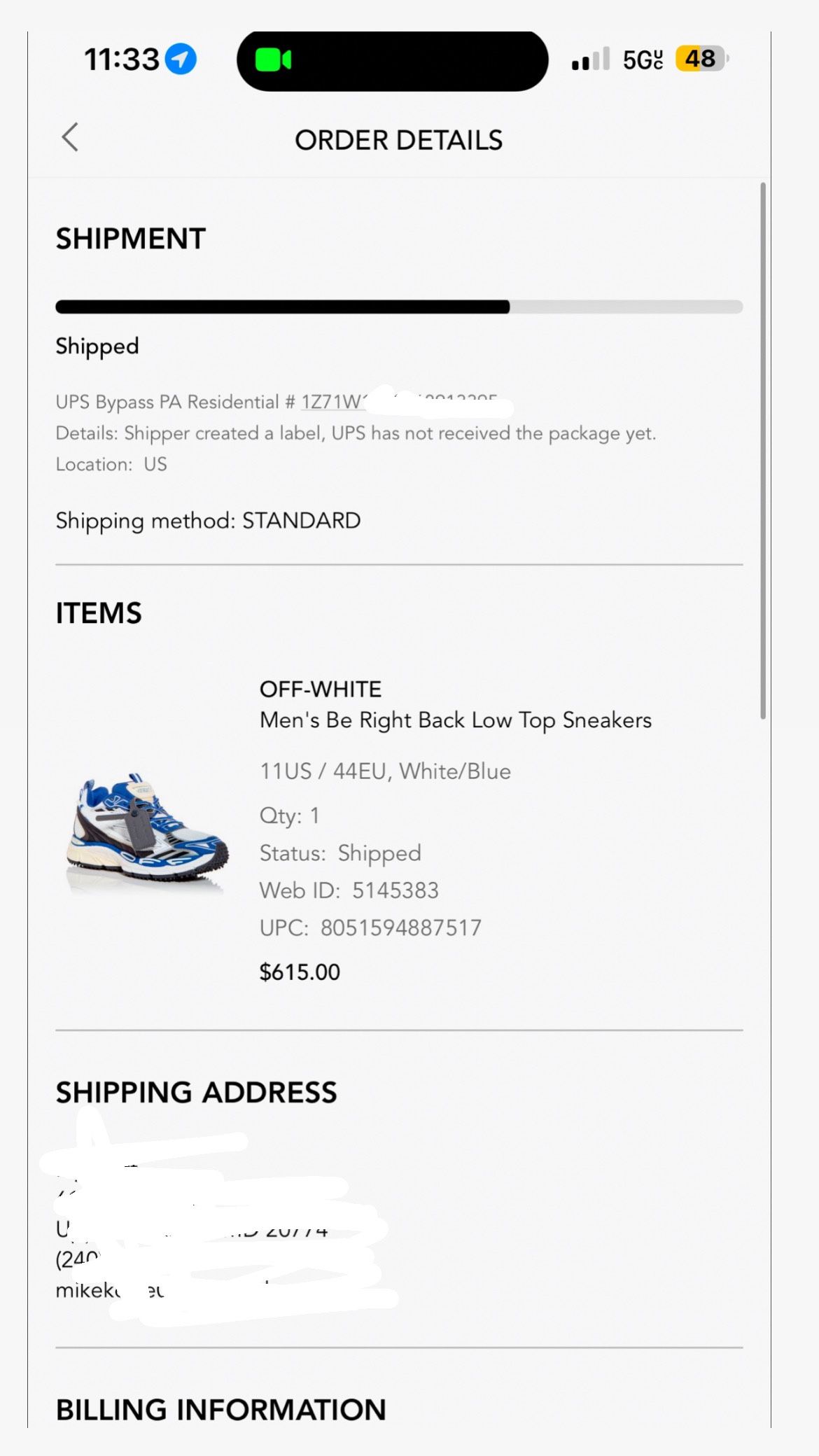 Off White Be Right Back