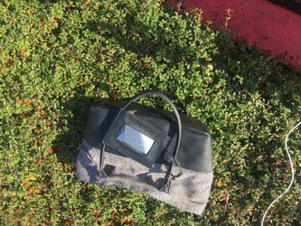 Black and gray tote with attached coin purse
