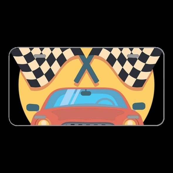 License Plate Novelty Car Front Automobile Car Checkered Drive Flags