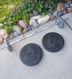 Weights Barbell 48" Long - Two 10 lb. Plates - Two 2 lb. Plates