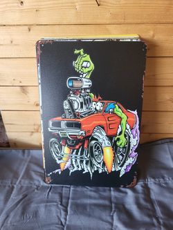 Rat Fink Hemi Metal Sign 8"x12"