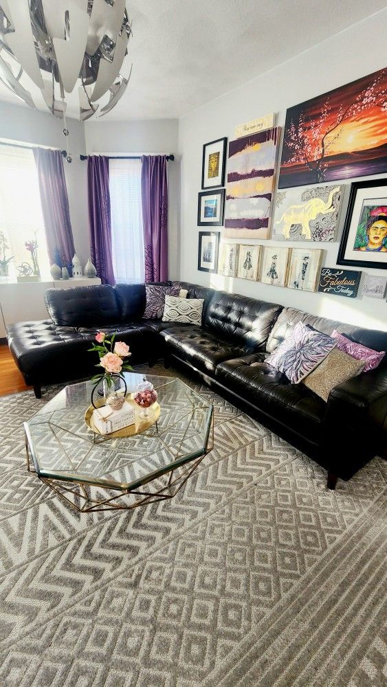 Stunning, Brown Black, Leather Sectional