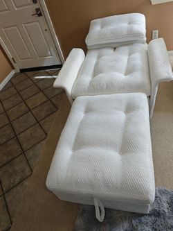 Convertible Sleeper Chair Bed, Comfy Single Futon Sofa Chair with Pull Out Bed, 3-Levels Adjustable Backrest Accent Chair