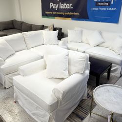 Two Sofa Set With Slip On Cover With Matching Seat 