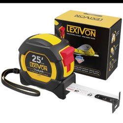 LEXIVON 25Ft/7.5m DuaLock Tape Measure | 1-Inch Wide Blade W Nylon Coating LX206