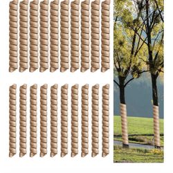 Wesiti 16Pcs Tree Wraps Plastic Spiral Trunk Wrap Bark Tube Protectors to Protect Bark Tree Saplings from Deer Cats Rodents Rabbit Mowers (Light Brow
