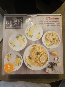 Gibson Home Medona 5-Piece Ceramic Pasta Bowl Set