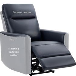 Genuine Leather Power Recliner Chair for Adults, Electric Zero Wall Recliner for Small Spaces, Modern Living Room and RV Recliner Chair with Power Hea