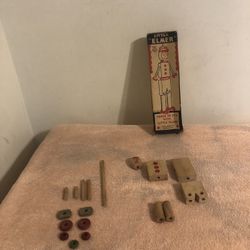 Vintage 1945 Little Elmer Wood Building Toy Missing 1 Spacer Piece With Box