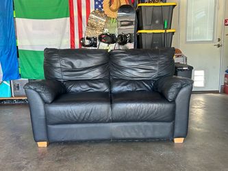 Black Leather Loveseat Sofa