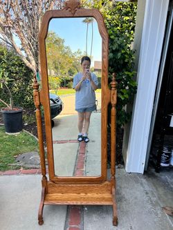 Solid Oak Cheval Floor Mirror – Full Length Tilt Mirror