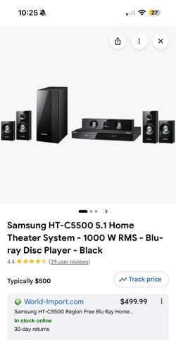 Samsung HT-C5500 5.1 Home Theater System - 1000 W RMS - 3D Blu- ray Disc Player - Black