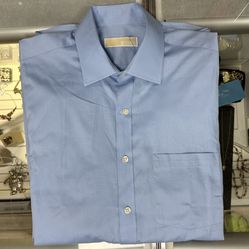 Auth Mens MICHAEL KORS Light Blue Front Pocket Dress Shirt Sz 15 1/2 (34/35)