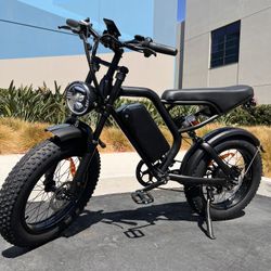 1200W Scrambler Electric E-bike, 20ah, 30mph, USB, Dual Suspension, Disc brakes, Memory Foam Seat