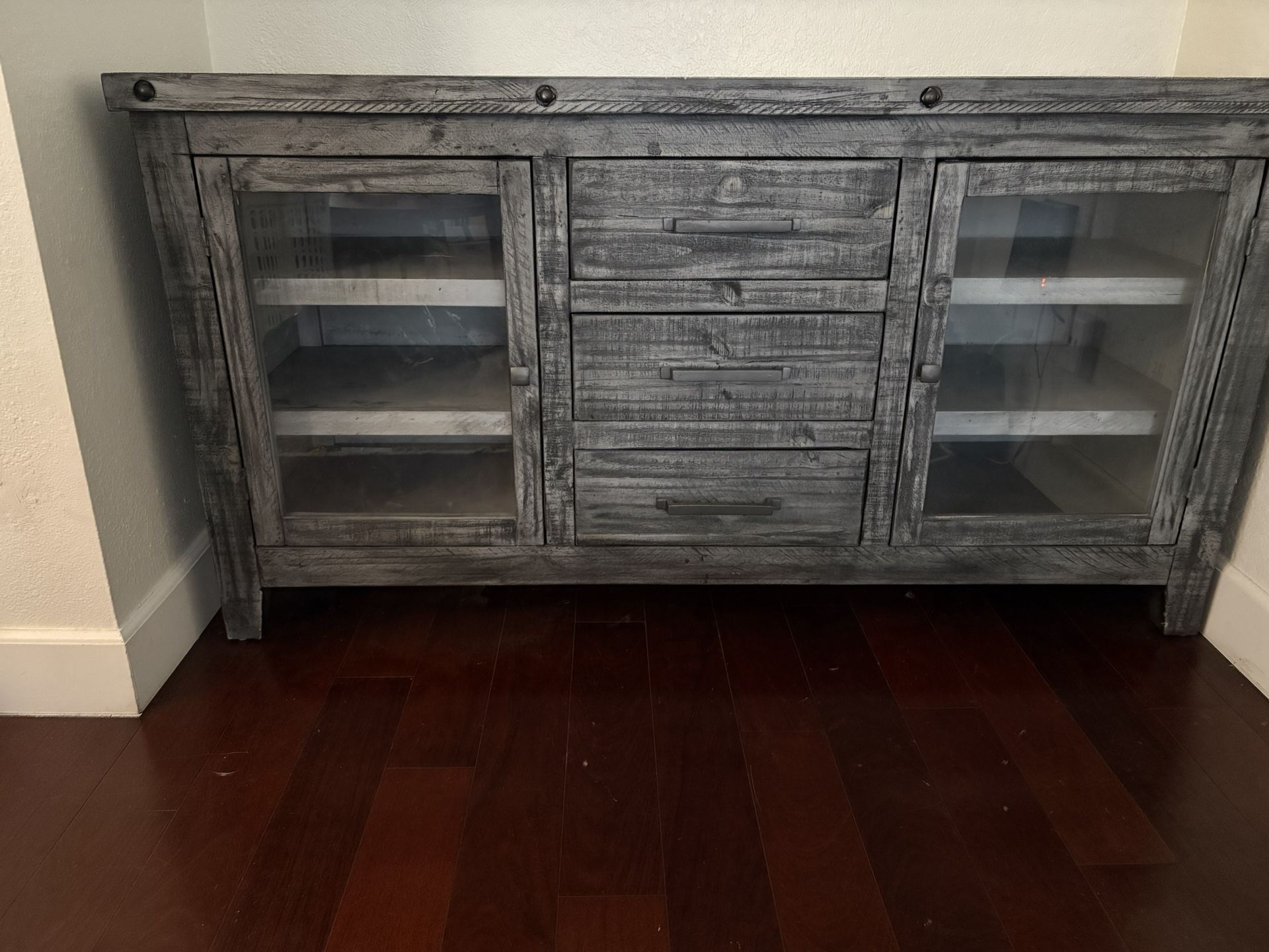 Farmhouse, grayish entertainment center/ Credenza 250 OBO