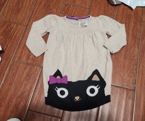 Girls Cat Knit Sweater Dress top 3T