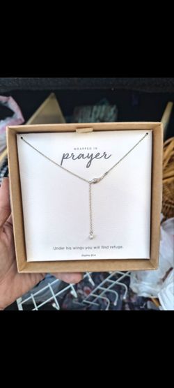 Wrapped in Prayer Angel Wing Lariat Necklace