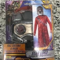 New! Star Lord Full Costume and Mask Set Size 8-10