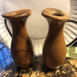 Two wooden Candle Holder Or Decorative Vases