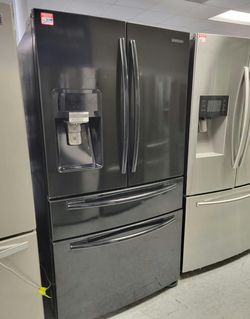 Samsung 4‑Door French Door Fridge – Black Stainless, Ice/Water