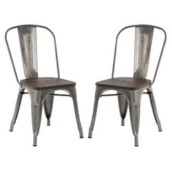 Homy Casa KRICOX Silver Wood Dining Chair 2PCS 18" Modern Dining Seating for Home