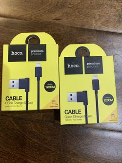 Two New Hoco 4 Ft Lightning Flat Cables Apple iPhones Black $4 Ea