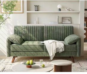 ONBRILL 64.5" Loveseat Sofa, Chenille Loveseat Couch for Living Room, 23.2" Deep Seat Love Seat with Padded Arms, Comfy Modern Small Couches for Bedro
