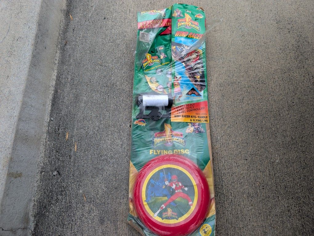 Vintage 1994 Power Rangers Kite & Frisbee