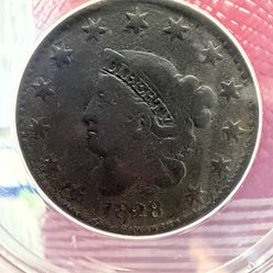 🪙 1828 Large Cent – VG10 Details (Corroded) – Large Date N-6 – Early U.S. Copper – ANACS Certified