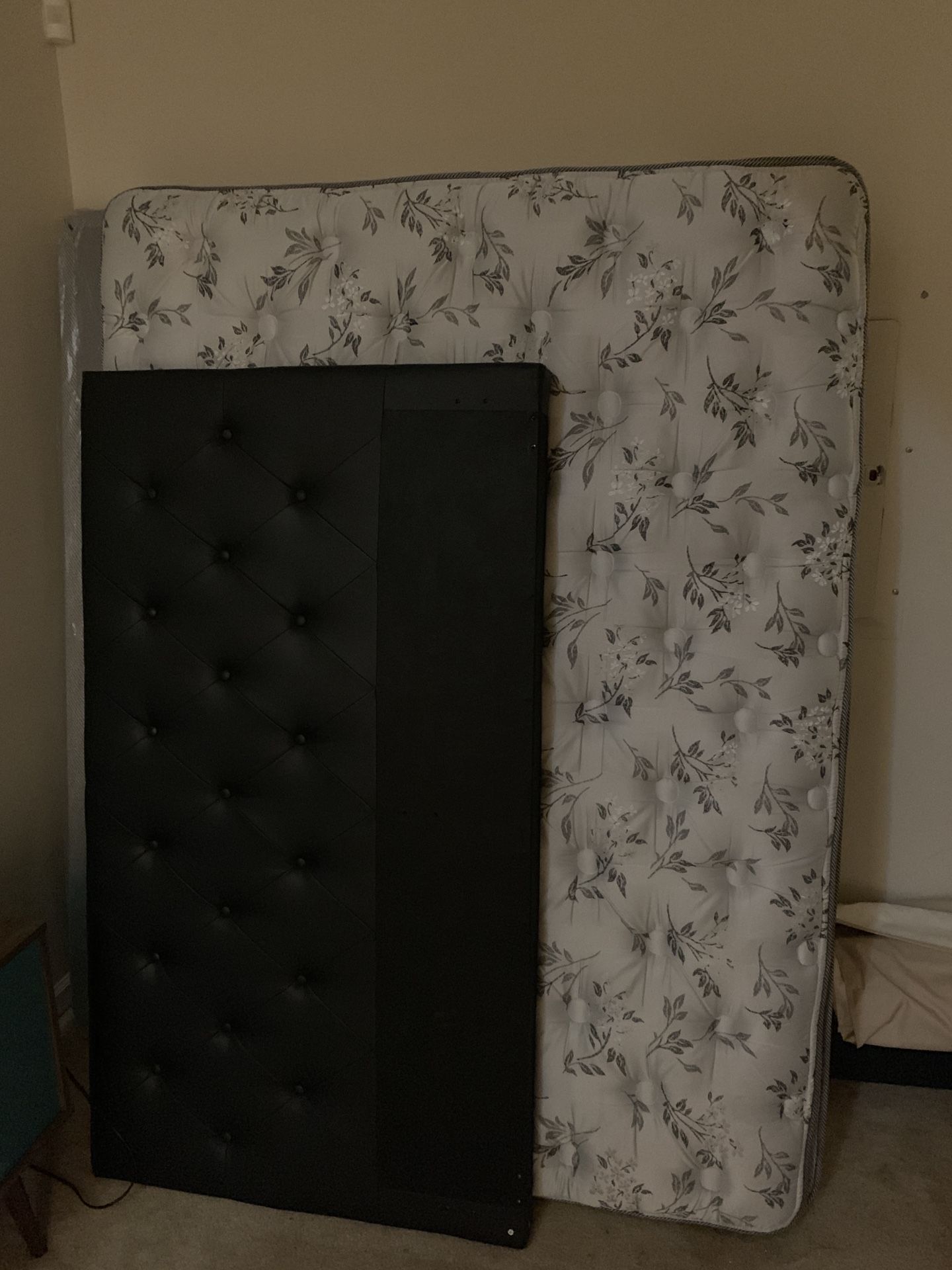 Queen size pillow top bed, headboard and box spring