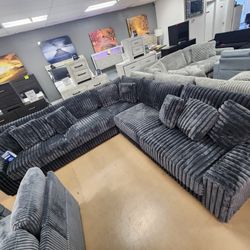 Jumbo Curdoroy Sectional Dark Grey.  Have Other Colors 