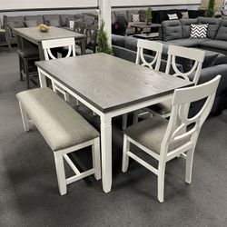 6PC Gray Dining Table Set