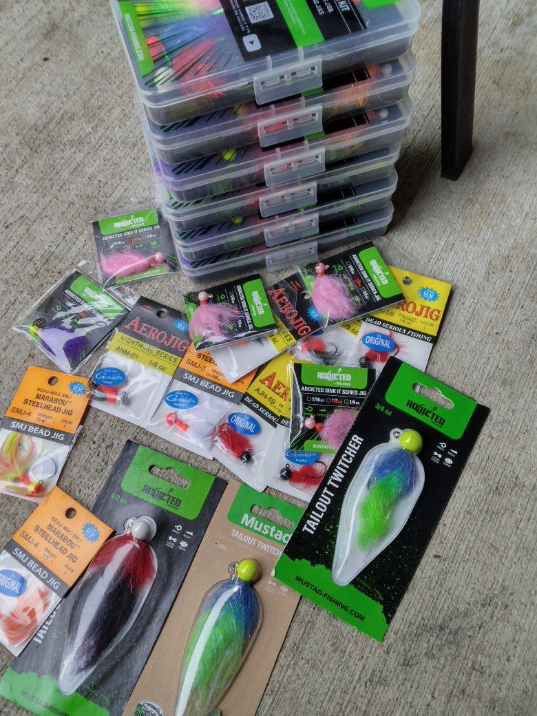 Huge Addicted Fishing By Mustad Jigs Bundle!! $100 for Sale in