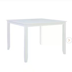 Mori Square Counter Height White Wood 48 in. 4-Leg Dining Table Seats 4